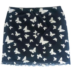 Wild Fable Black and Cream Butterfly Print Skirt